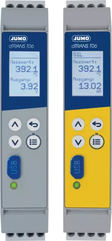 JUMO dTRANS T06 - Преобразователи температуры с дисплеем для DIN-рейки