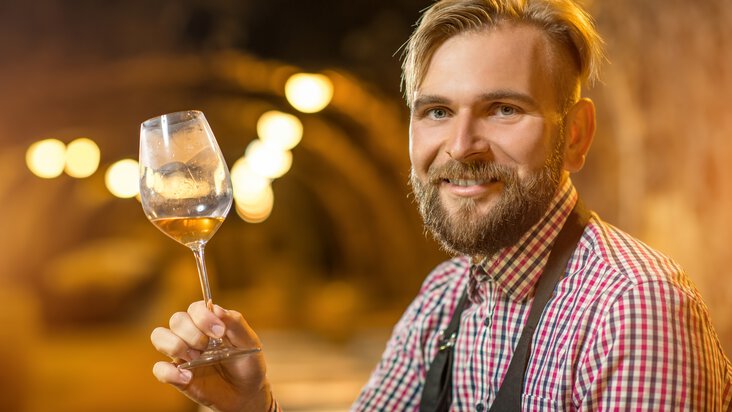 Winegrower with wine glass