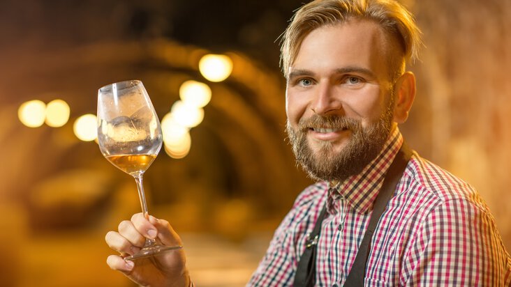 Winegrower with wine glass