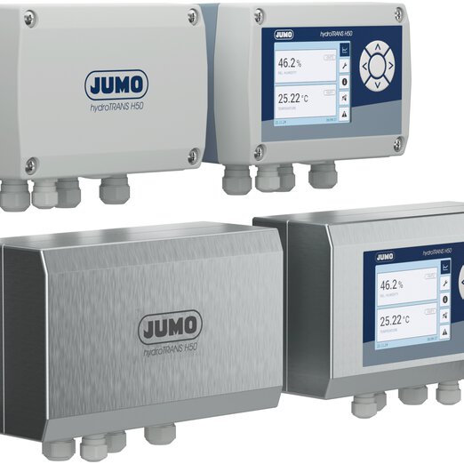 Der Feuchte- und Temperatursensor für Industrieanwendungen JUMO hydroTRANS H50 in verschiedenen Ausführungen und Abdeckungen