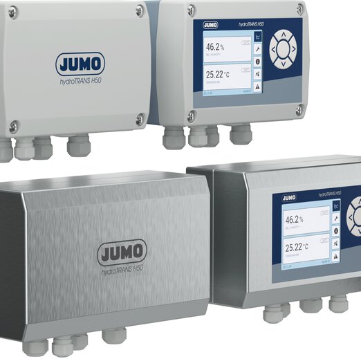 The JUMO hydroTRANS H50 humidity and temperature sensor for industrial applications in various versions and covers