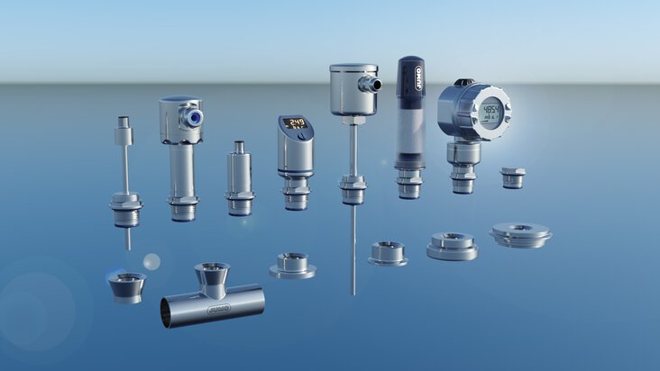 Overview of hygienic sensors with the PEKA system connection system from JUMO