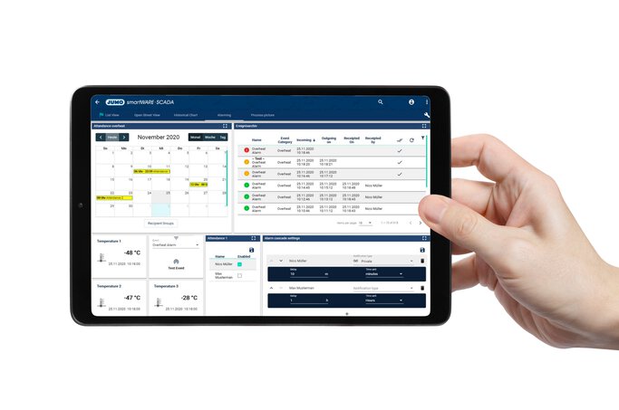 JUMO smartWARE SCADA on a tablet