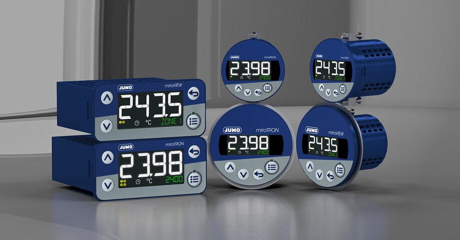 JUMO miroTRON electronic thermostat with display and JUMO miroVIEW digital indicator 
