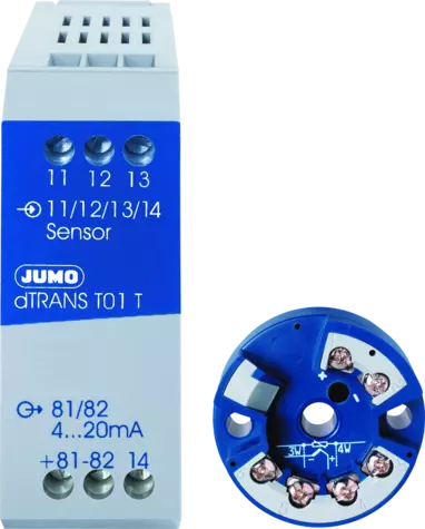 JUMO dTRANS T01 - Przetwornik temperatury - głowicowy / na szynę DIN
