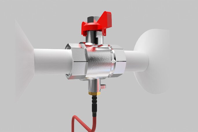 Ball valve with built-in temperature probe