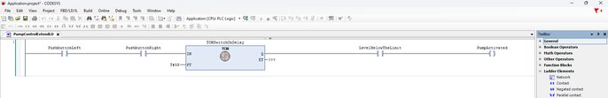 Modified example program in ladder logic