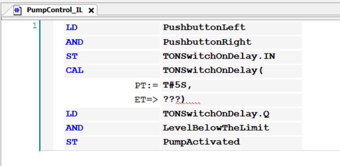 Example program in instruction list