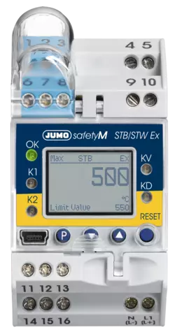 JUMO safetyM STB/STW Ex - 安全温度限制器和监视器（符合 DIN EN 14597 和 ATEX认证 ）