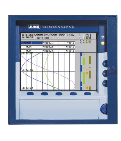JUMO LOGOSCREEN AQUA 500 - Obrazovkový zapisovač určený především pro měřené veličiny při analýze kapalin.