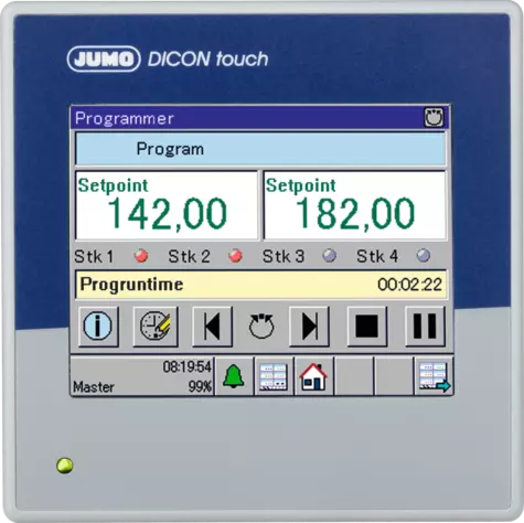 JUMO DICON touch - Tvåkanaligt regulator och programregulator