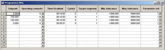Writing the profile as a program file, on the PC (example)