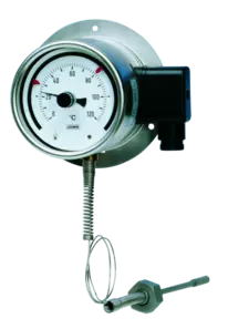 Wskazówkowe termometry kontaktowe - Termometr gazowy lub cieczowy z kapilarą i mikroprzełącznikiem