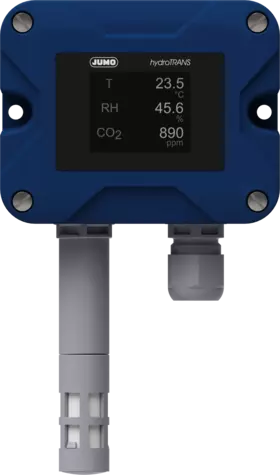 JUMO hydroTRANS S20 - Luftfugtigheds- og temperaturtransmitter med valgfrit CO2-modul i vægmonteret version