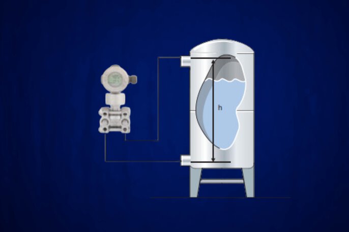 Level measurement in closed tanks using the JUMO dTRANS p20 DELTA differential pressure transmitter