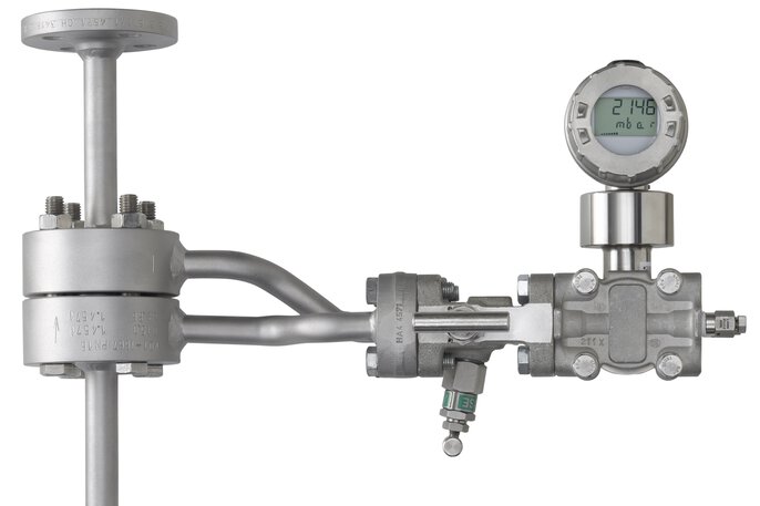 Medición de caudal con placa orificio y transmisor de presión diferencial JUMO flowTRANS DP R01/R02 (409602)