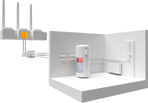 District heating distribution station and house connection