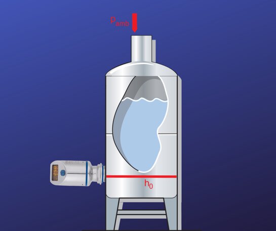 Pomiar poziomu w zbiornikach wentylowanych za pomocą przetwornika ciśnienia JUMO DELOS SI