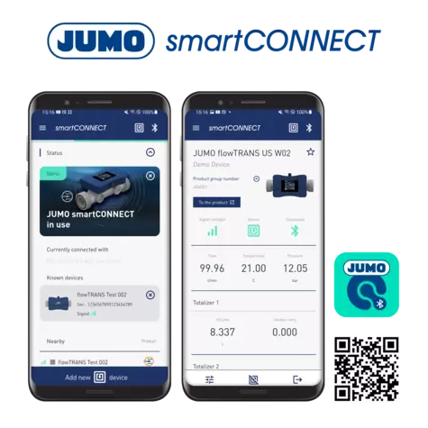 JUMO smartCONNECT - Accès mobile aux appareils JUMO via l'application Bluetooth
