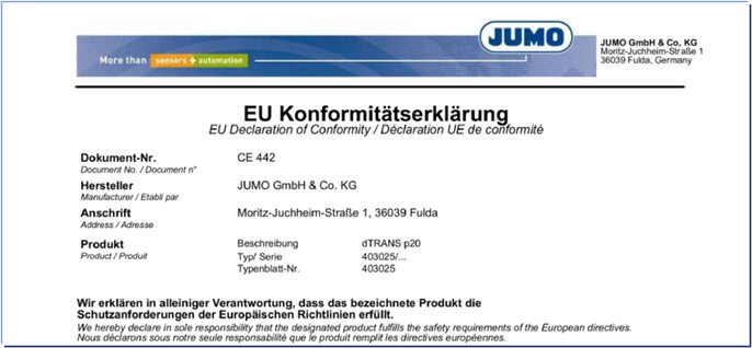 JUMO certificate