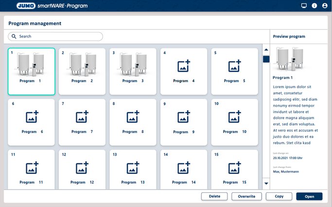 Programme selection - CIP and SIP cleaning 