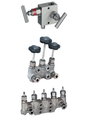 Two- / three- and five-valve executions of pressure separators