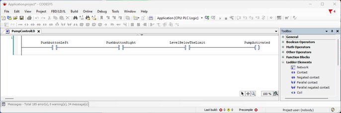 Example program in ladder logic