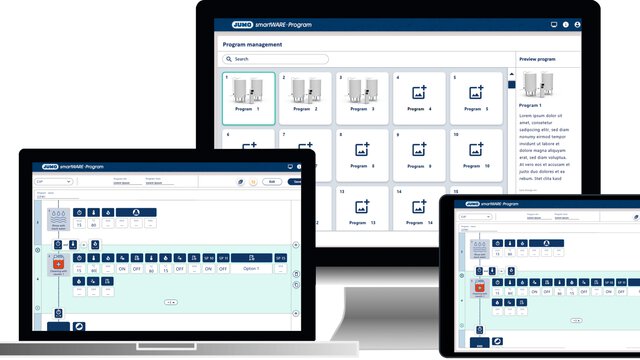 JUMO variTRON Program Editor für eine CIP-Anlage auf PC, Tablet und Laptop 