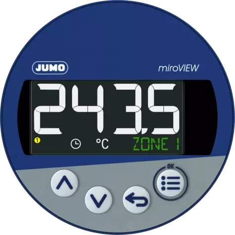 JUMO miroVIEW - Indicador digital inteligente con función de supervisión del valor límite para montaje en panel