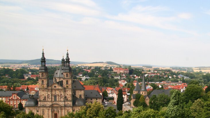 Flygfoto över gamla stan i Fulda 