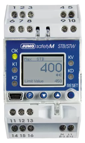 JUMO safetyM STB/STW - Bezpečnostní teplotní omezovač, bezpečnostní teplotní hlídač podle DIN EN 14597