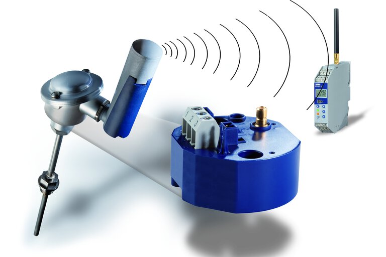 Bezprzewodowy przetwornik temperatury do montażu w głowicy typu B JUMO Wtrans B