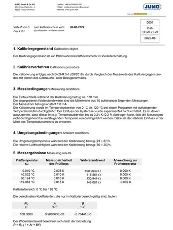 Przykładowy certyfikat kalibracji DAkkS, strona 2