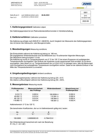 Kalibreringscertifikat för prov DAkkS, sida 2