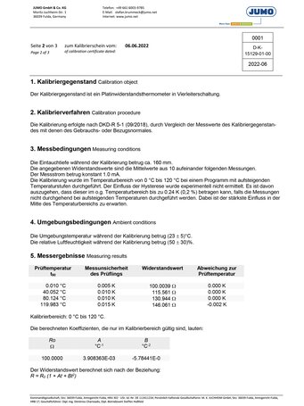 Certificato di taratura campione DAkkS, pagina 2