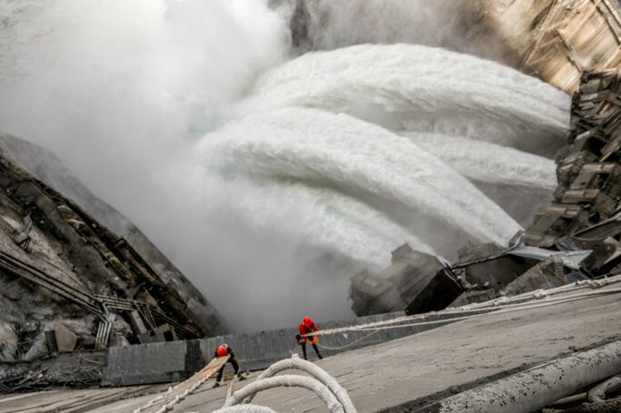 The Wudongde dam from above