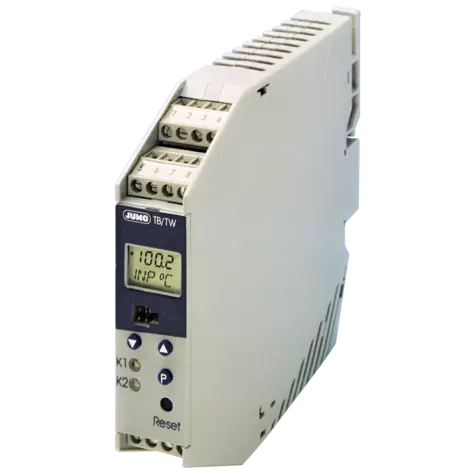 JUMO TB / TW - DIN ray montaj sıcaklık sınırlayıcı, LC ekranlı sıcaklık izleyicisi