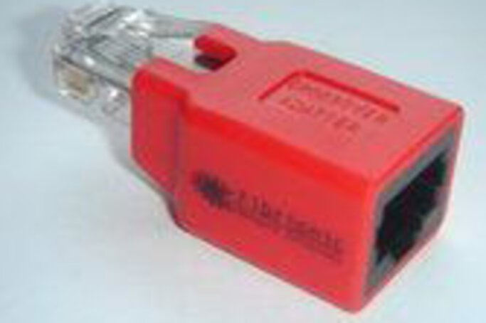 A non-crossed patch cable can be used with the aid of an adapter.