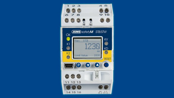 Elektroniczny ogranicznik/monitor temperatury bezpieczeństwa wg DIN EN 14597 / ATEX JUMO safetyM STB/STW Ex