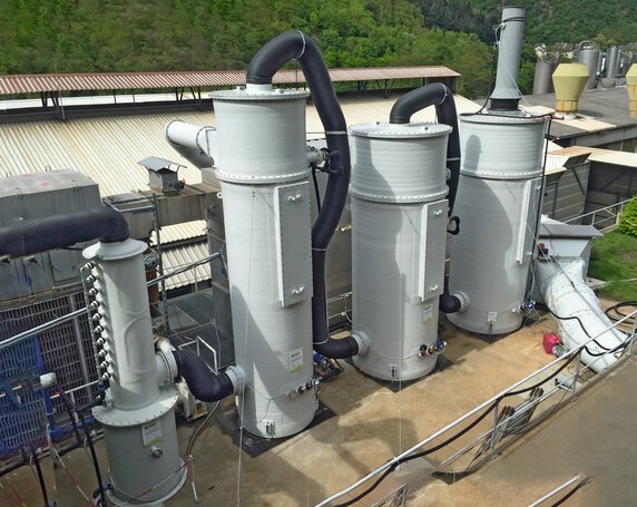 The exhaust air decontamination system in use