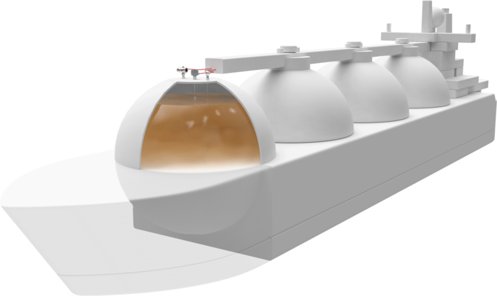 Darstellung eines Tankschiffs mit Messtechnik