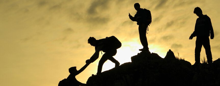 Teamwork to climb the mountain top