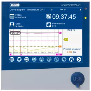 JUMO LOGOSCREEN 601 - Grafische datalogger met touchscreen