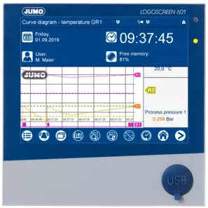 JUMO LOGOSCREEN 601 - 페이퍼리스 기록계 ( 터치스크린, 이더넷통신, PROFINET IO, FDA 21 CFR, cULus인증, AMS2750/CQI-9인증, ST code)