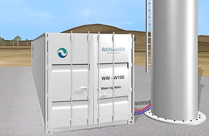 L'unité W2W de Rainmaker utilise l'énergie renouvelable générée par une éolienne.