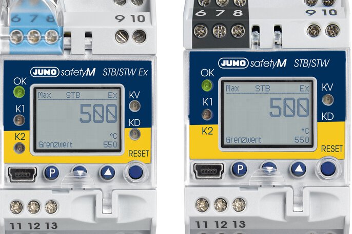 Elektroniczny ogranicznik/monitor temperatury bezpieczeństwa JUMO safetyM STB/STW Ex