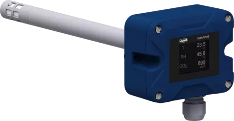 JUMO hydroTRANS S30 - Vocht- en temperatuurtransmitter met optionele CO2-module in kanaaluitvoering