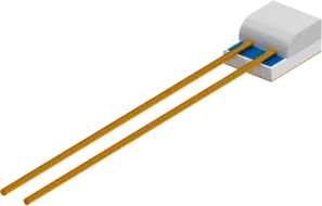Platinum-chip temperature sensors PCWRB-L-AuNi - with connecting wires and metallized back cover according to DIN EN IEC 60751