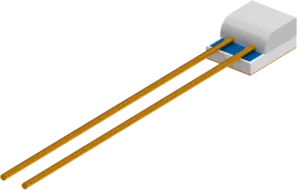 Eléments sensibles en platine sous forme de puce (chip) PCWRB-L-AuNi - avec fils de raccordement et métallisation de la face arrière suivant DIN EN IEC 60751