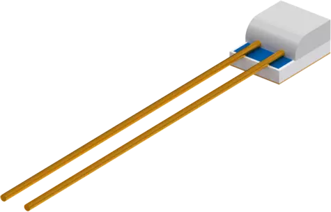 Platin-Chip-Temperatursensoren PCWRB-L-AuNi - mit Anschlussdrähten und Rückseitenmetallisierung nach DIN EN IEC 60751
